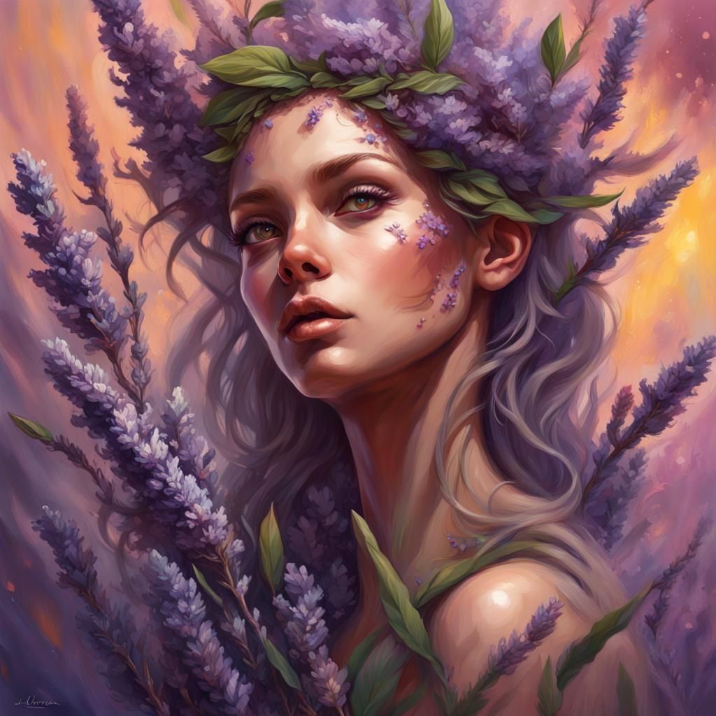 lavender blossom dryad queen - AI Generated Artwork - NightCafe Creator