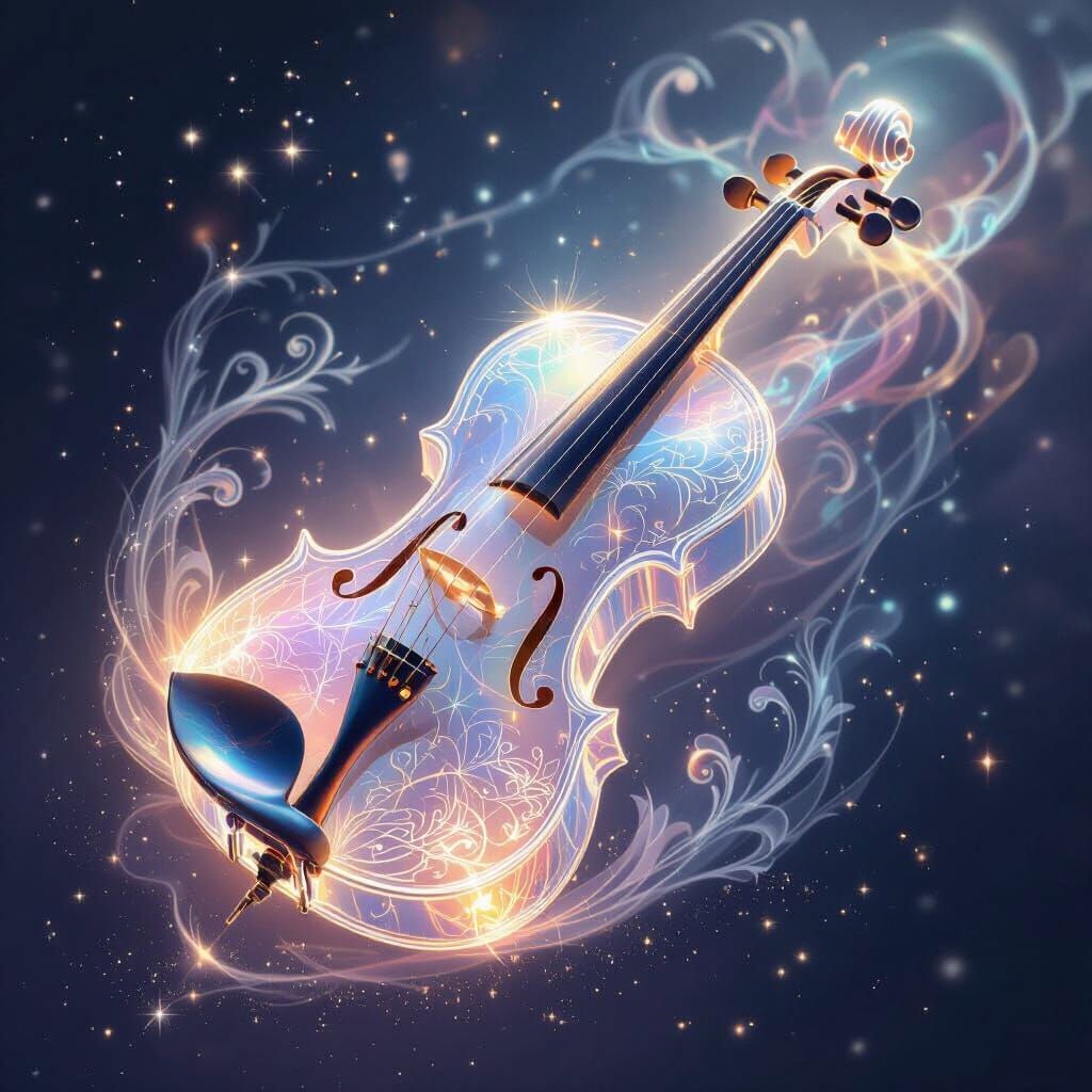 Angelic Transparent Violin in Nebula
