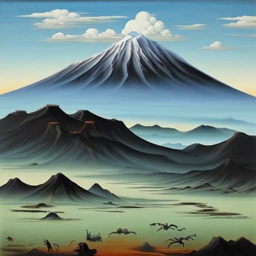 Surreal Ink Painting: Spring Plowing with Dragons