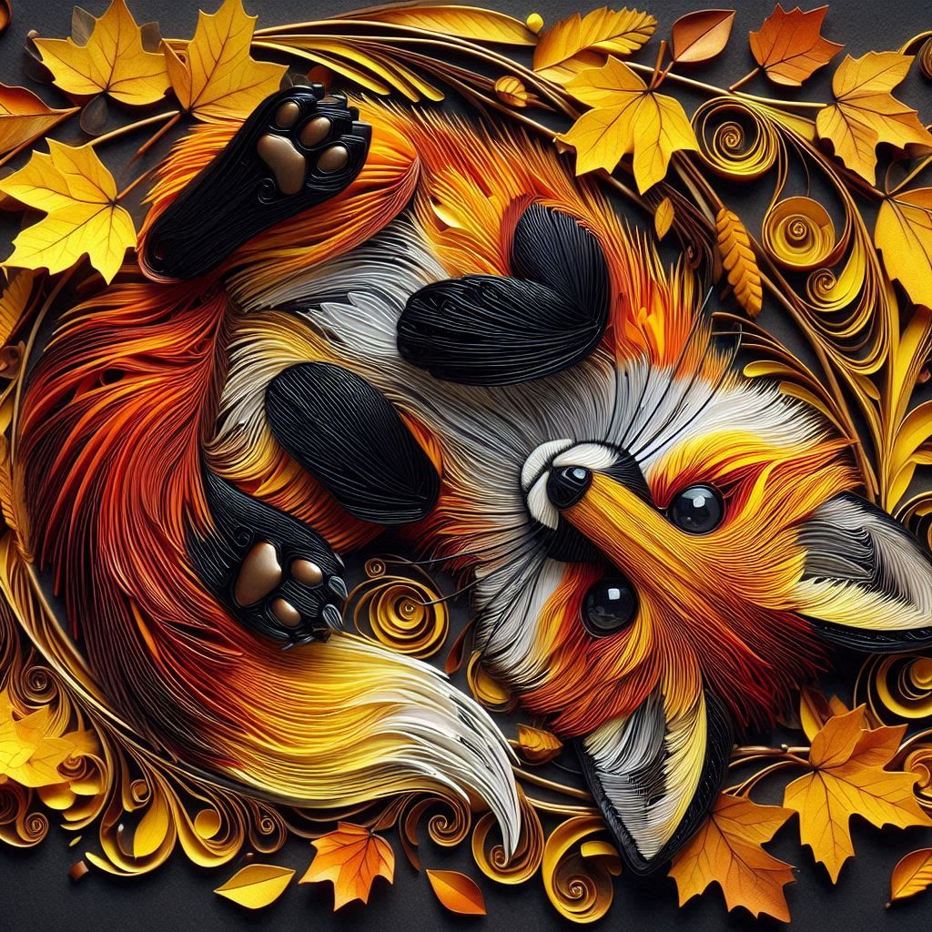 Fox in Autumn Leaves
