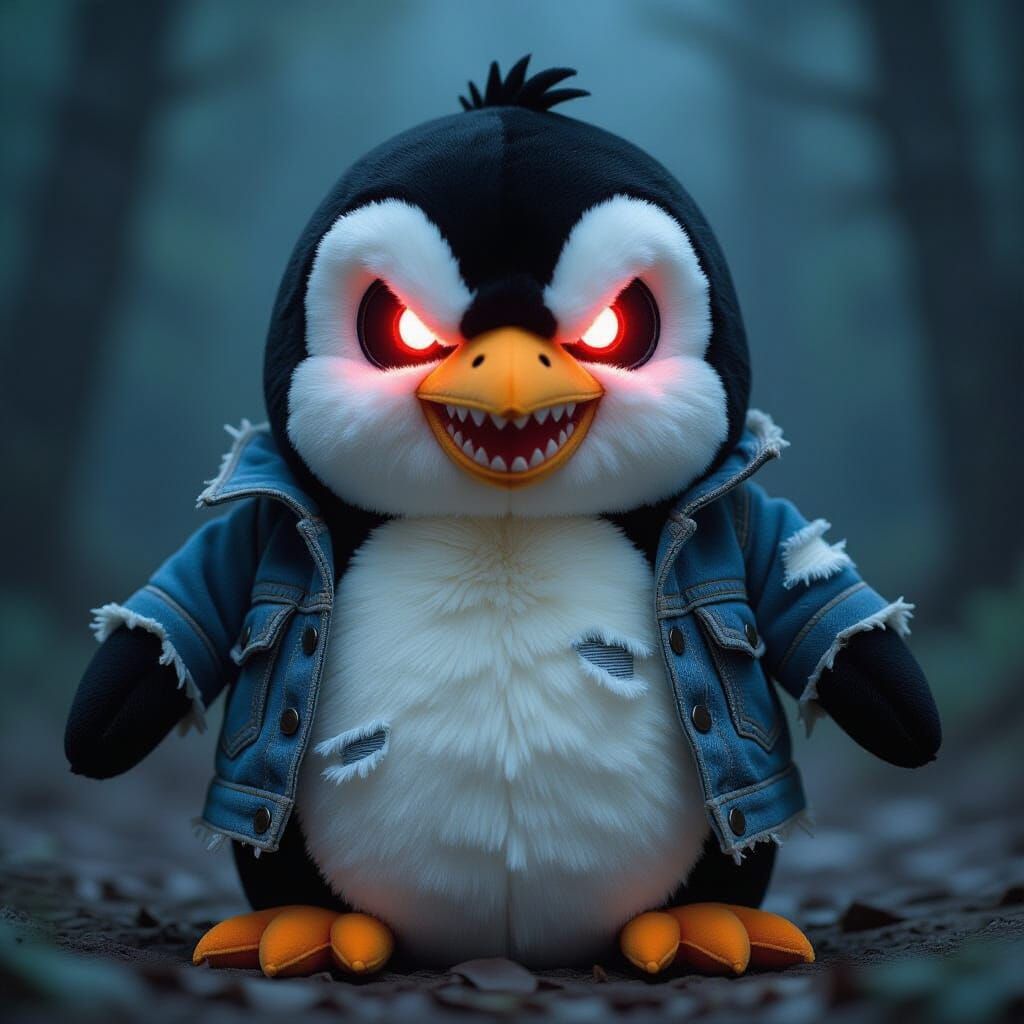 Evil plush toy of a penguin!  by @NILZERO