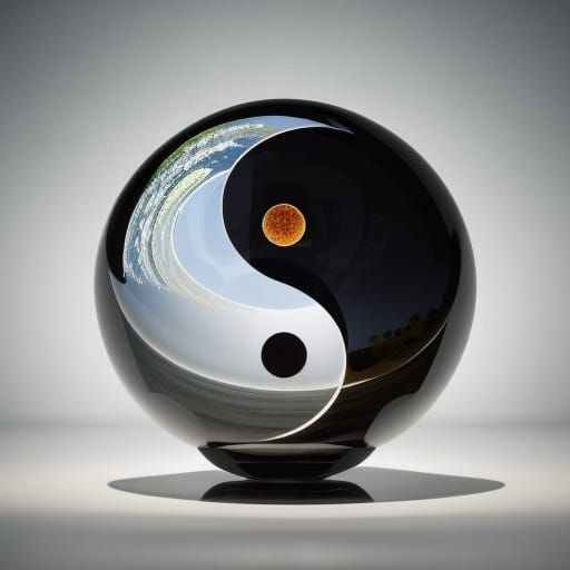 Joyful Reflection: Old Man in Glass Sphere