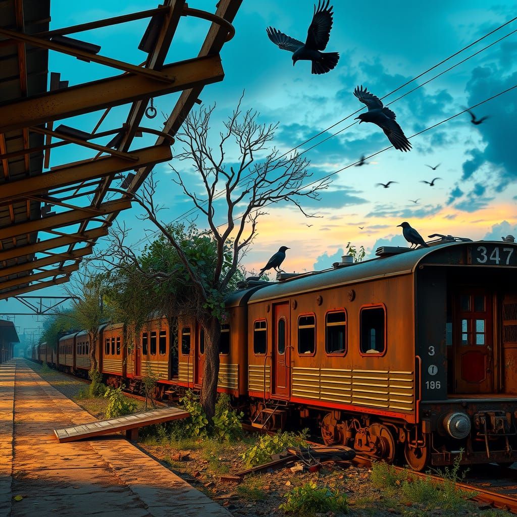 Post-apocalypse scene in evening  by @Teseus