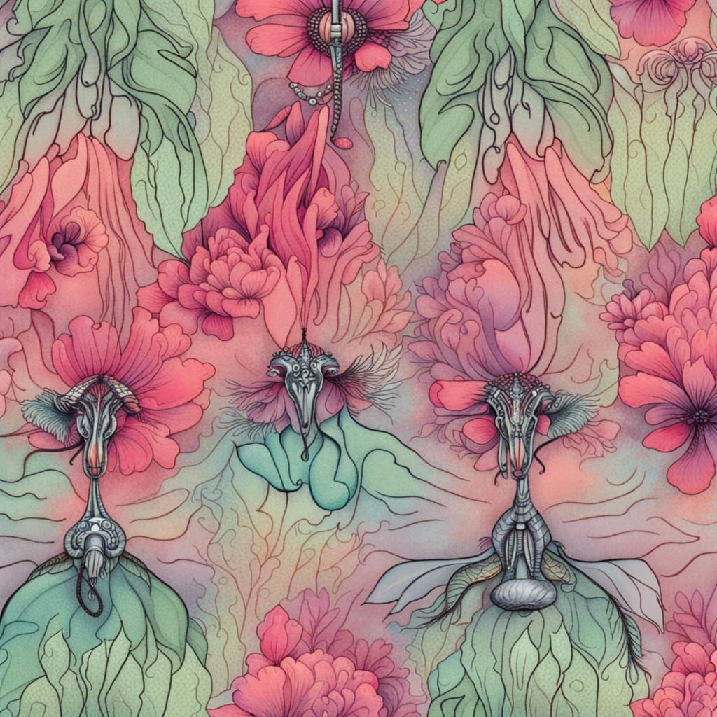 Magnificent hyperdetailed intricate bouquet of exotic flower...