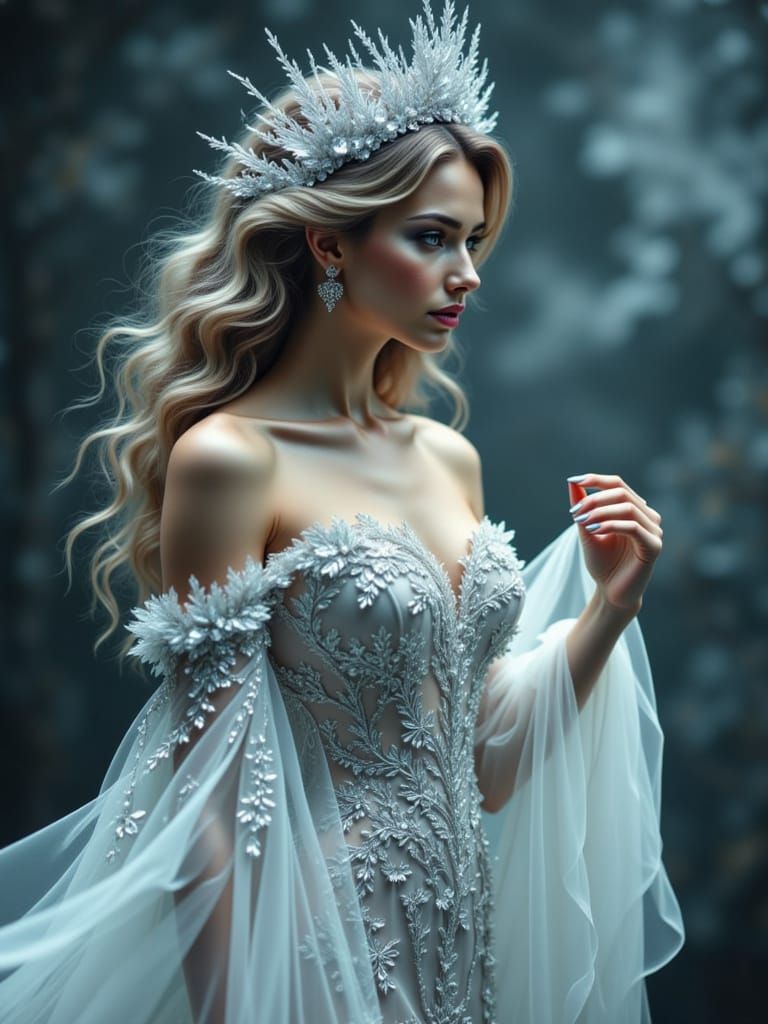 Enchanted Woman in Crystal Gown