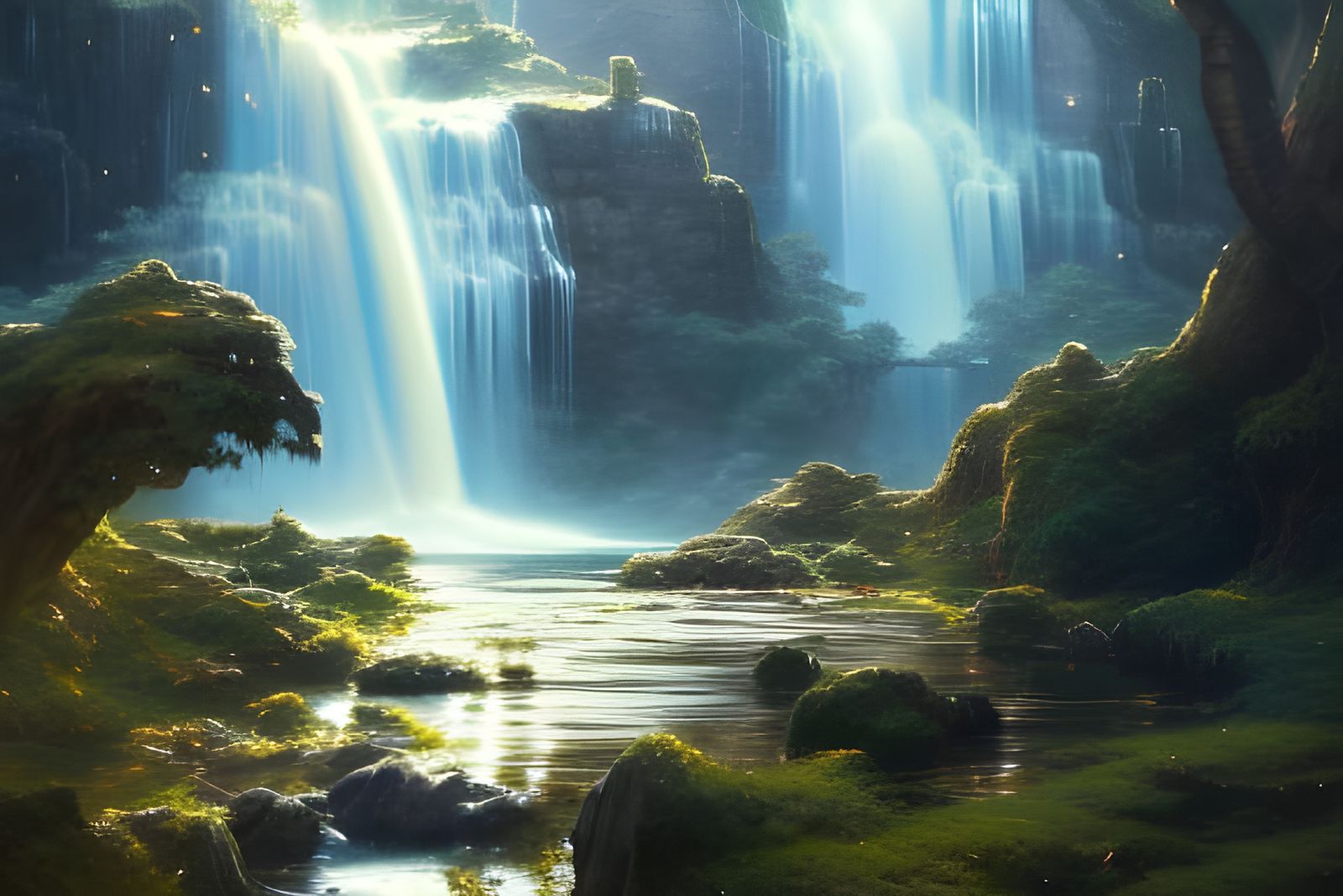 Waterfall - AI Generated Artwork - NightCafe Creator