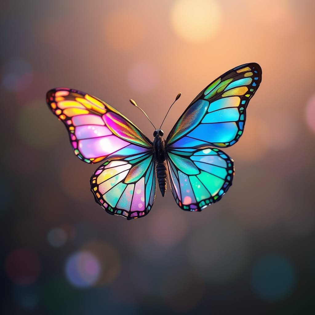 Ethereal Glass Butterfly in Dreamlike Atmosphere
