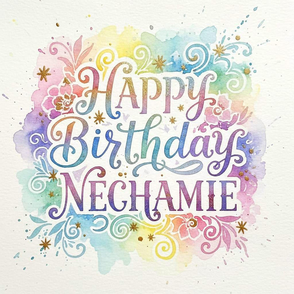Happy Birthday Nechamie in Watercolor