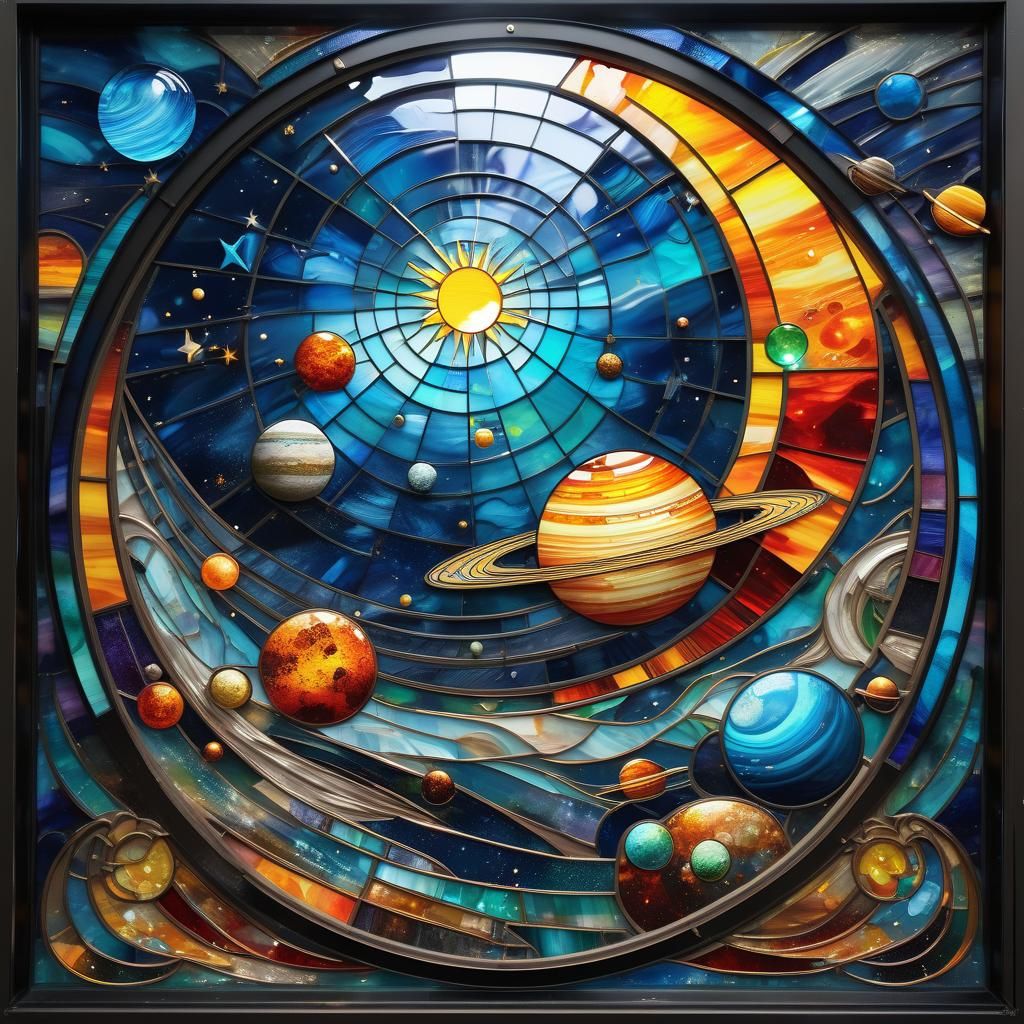 Stained glass with solar system - AI Generated Artwork - NightCafe Creator