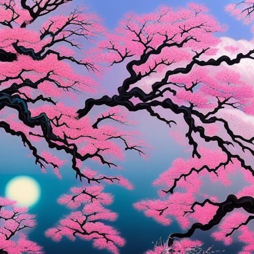 Cherry Blossom Dryad Tree - AI Generated Artwork - NightCafe Creator