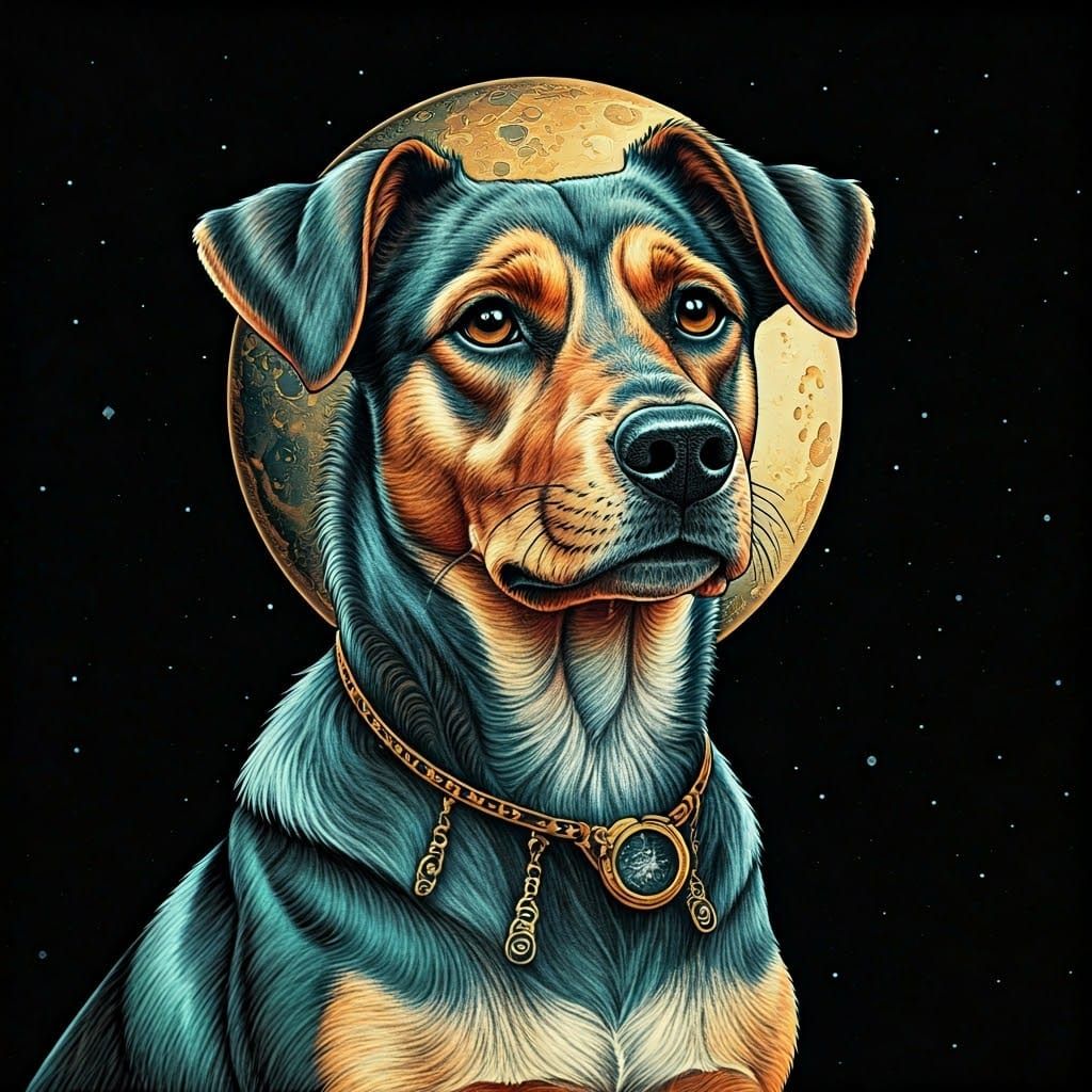 „ Hund, Mond, Tor, geschichtetes Papier, Astro-P, bart von Lisa Holloway “  by @Ricky schatz