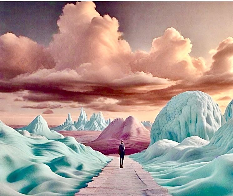 Landscape, pink and blue