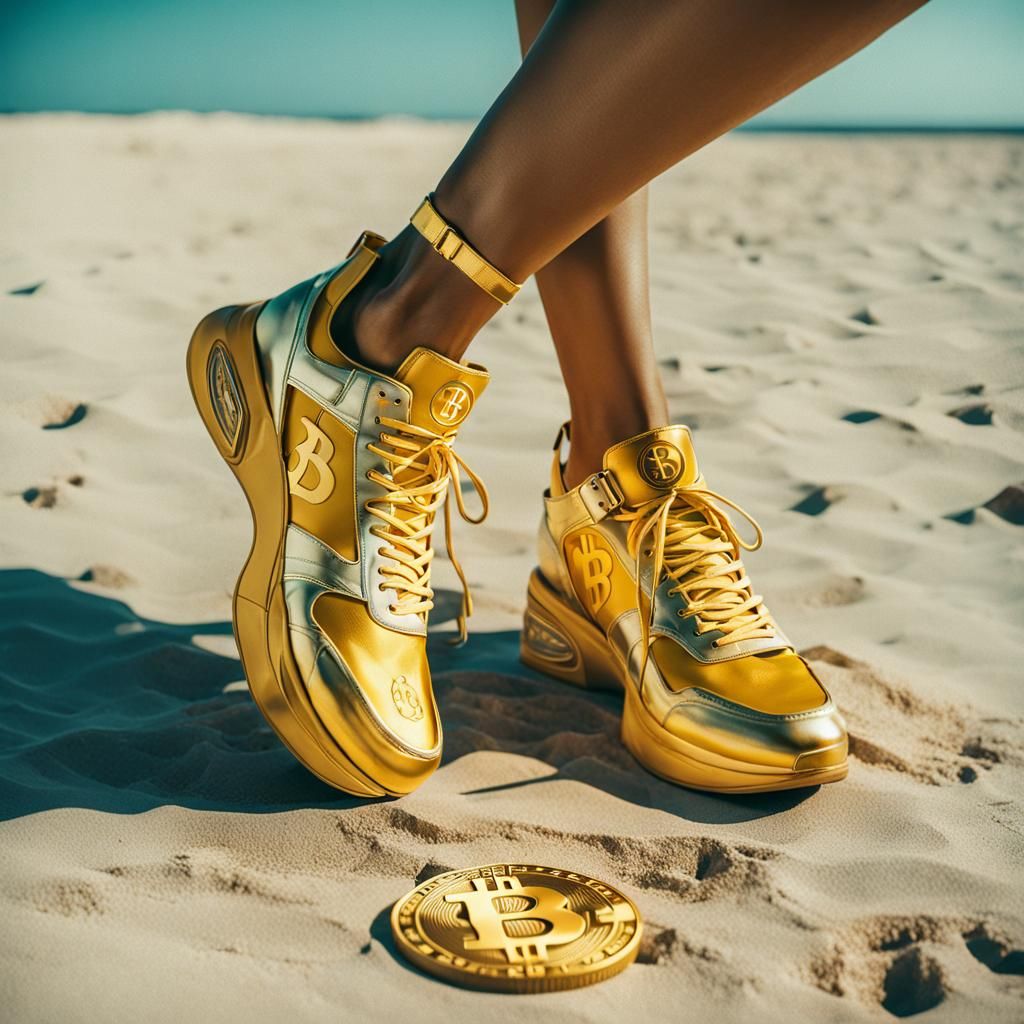 Bitcoin Fashion: Supermodel Showcases Golden Logo Shoes