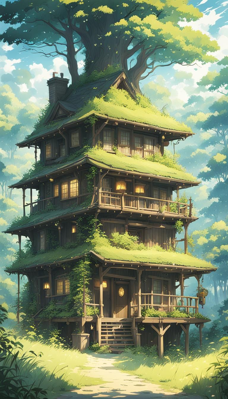 Fantasy cabin in the woods