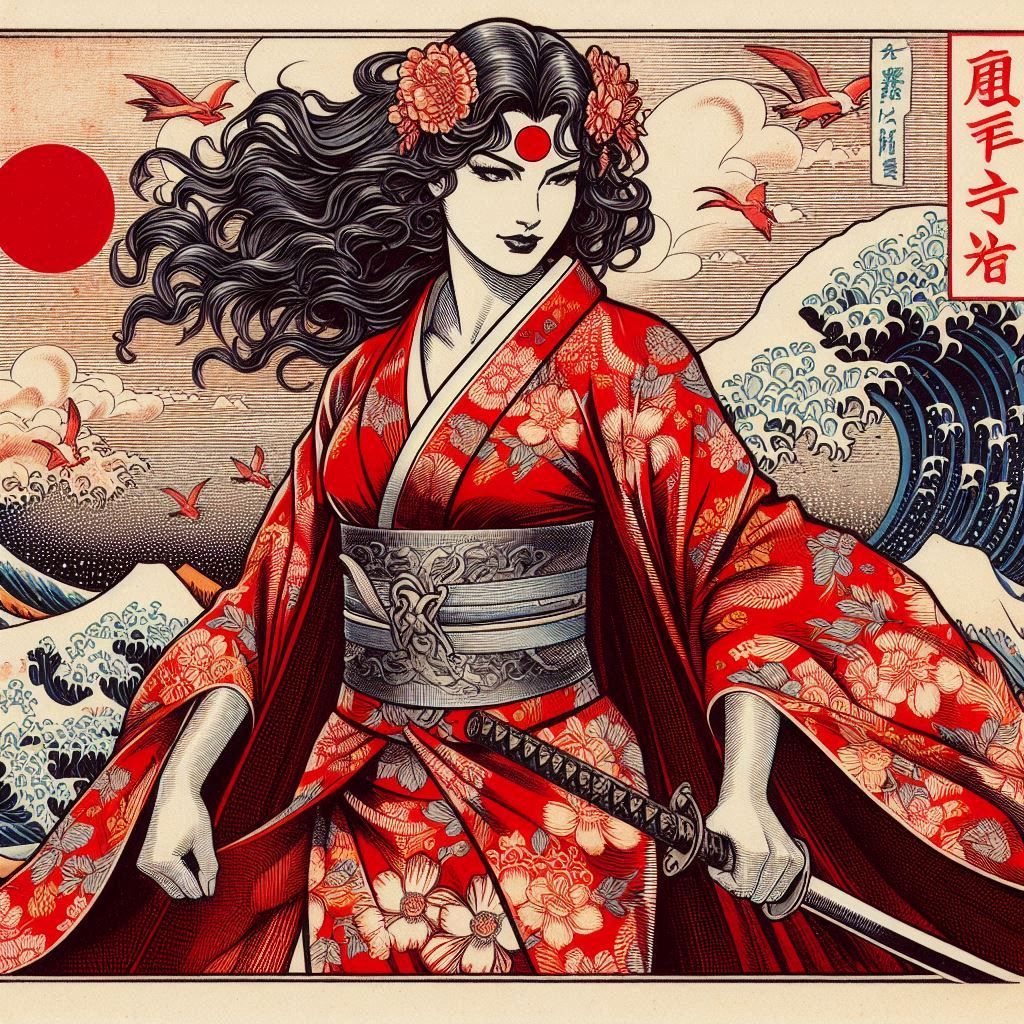 Keiko Kurosawa, Kimono design by SaintClair-Hokusai