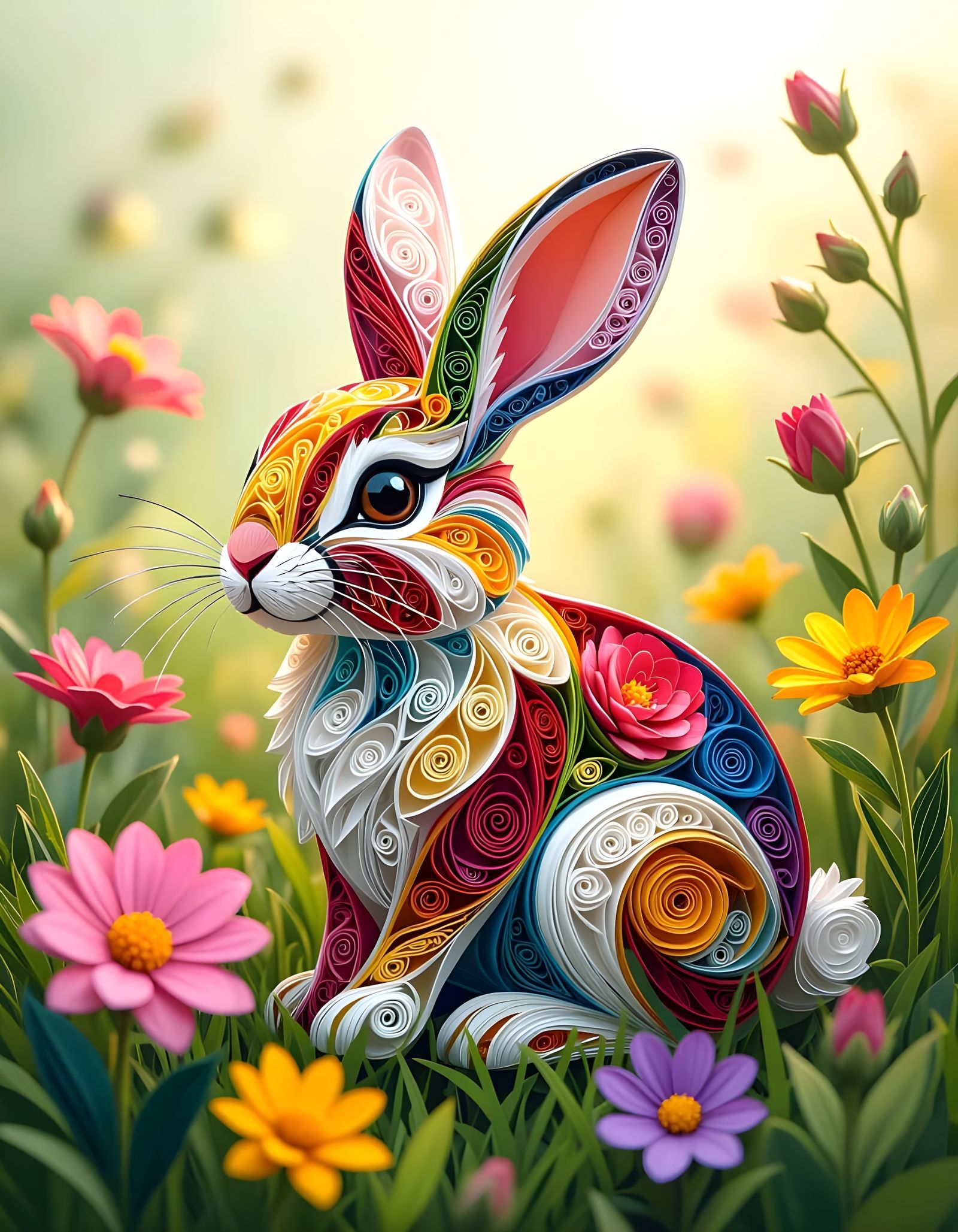 Colorful Crafty Quilling Bunny  by @Gary Murakami