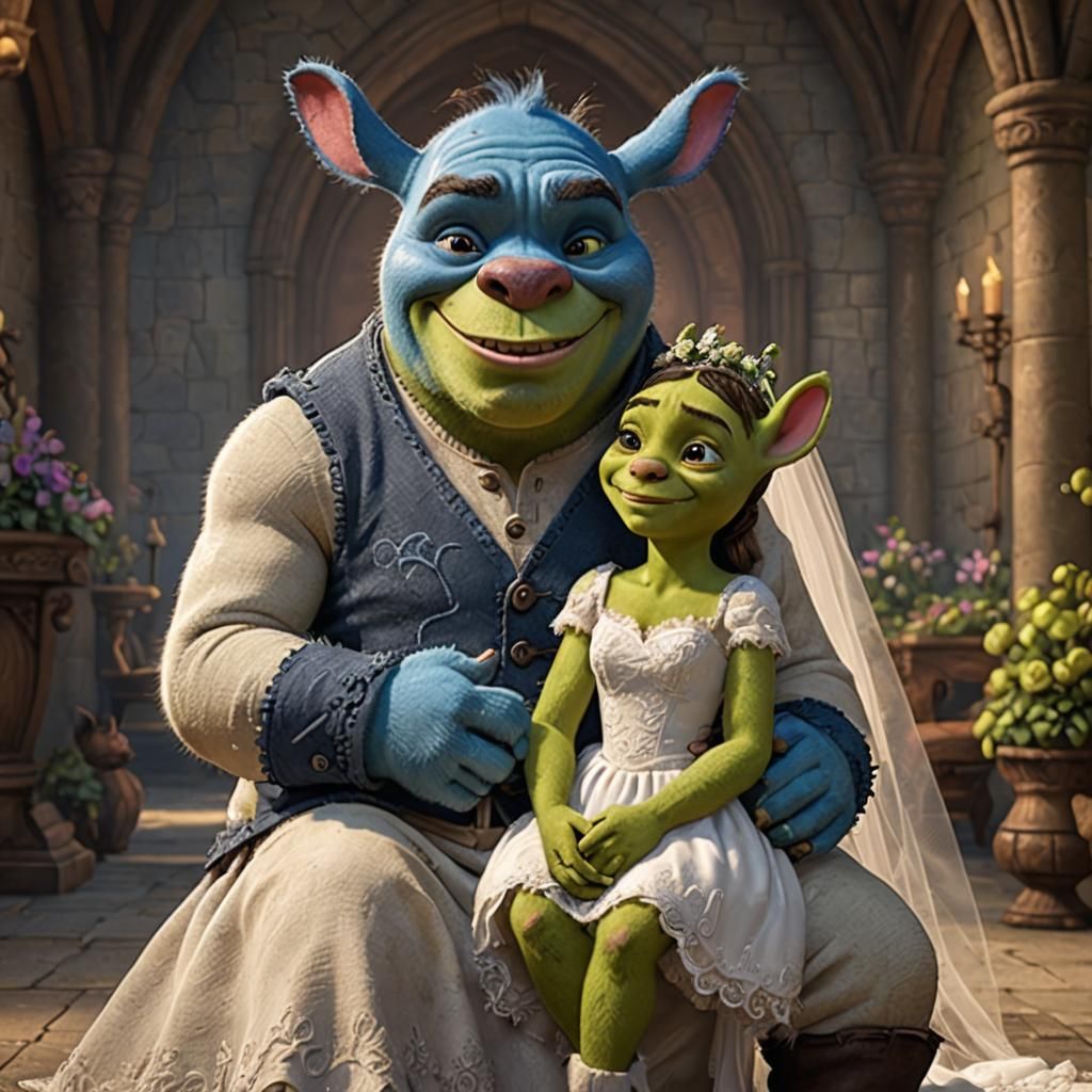 Shrek marrying Stitch, trending on Artstation - AI Generated Artwork ...