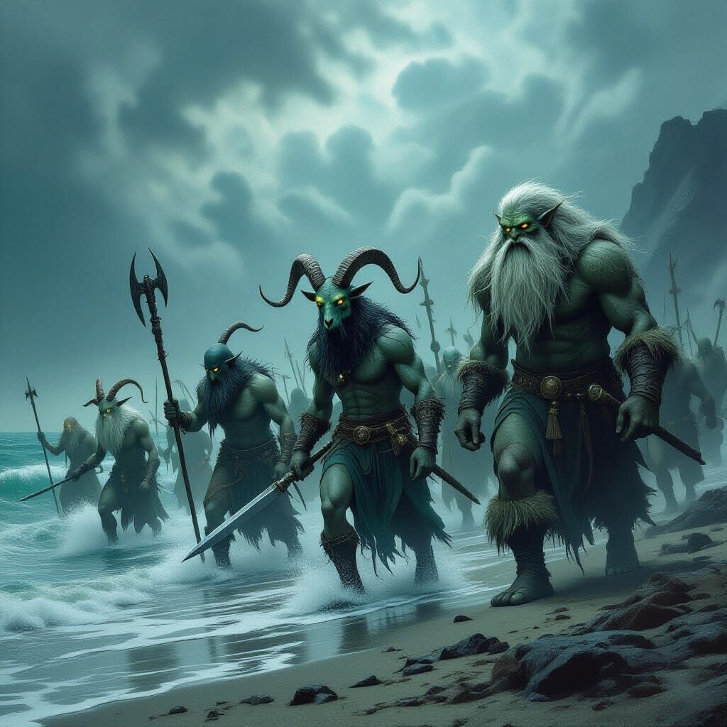 An army of sea monsters called Fomorions from Irish Folkhlore.

Each monster is different, different sizes and got different features. All h...