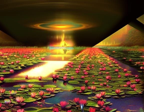 A field of Water lilies