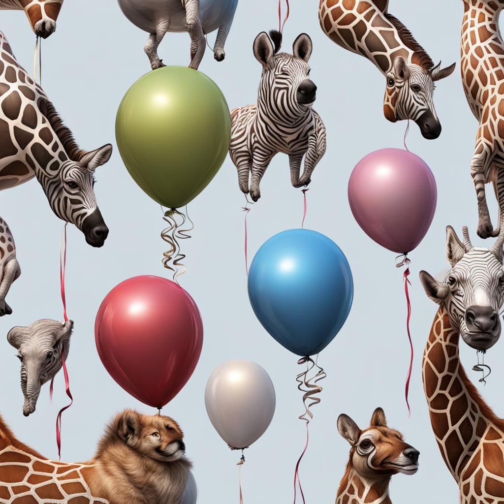 ANIMAL BALLOONS, HIGHLY DETAILED INTRICATE 16K RESOLUTION 