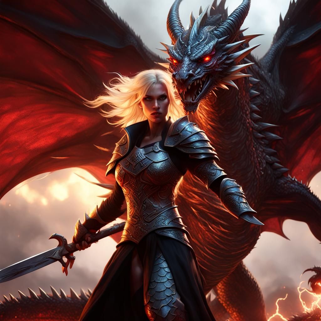 dragon, black scales, dark red eyes.
fighting a female drago...