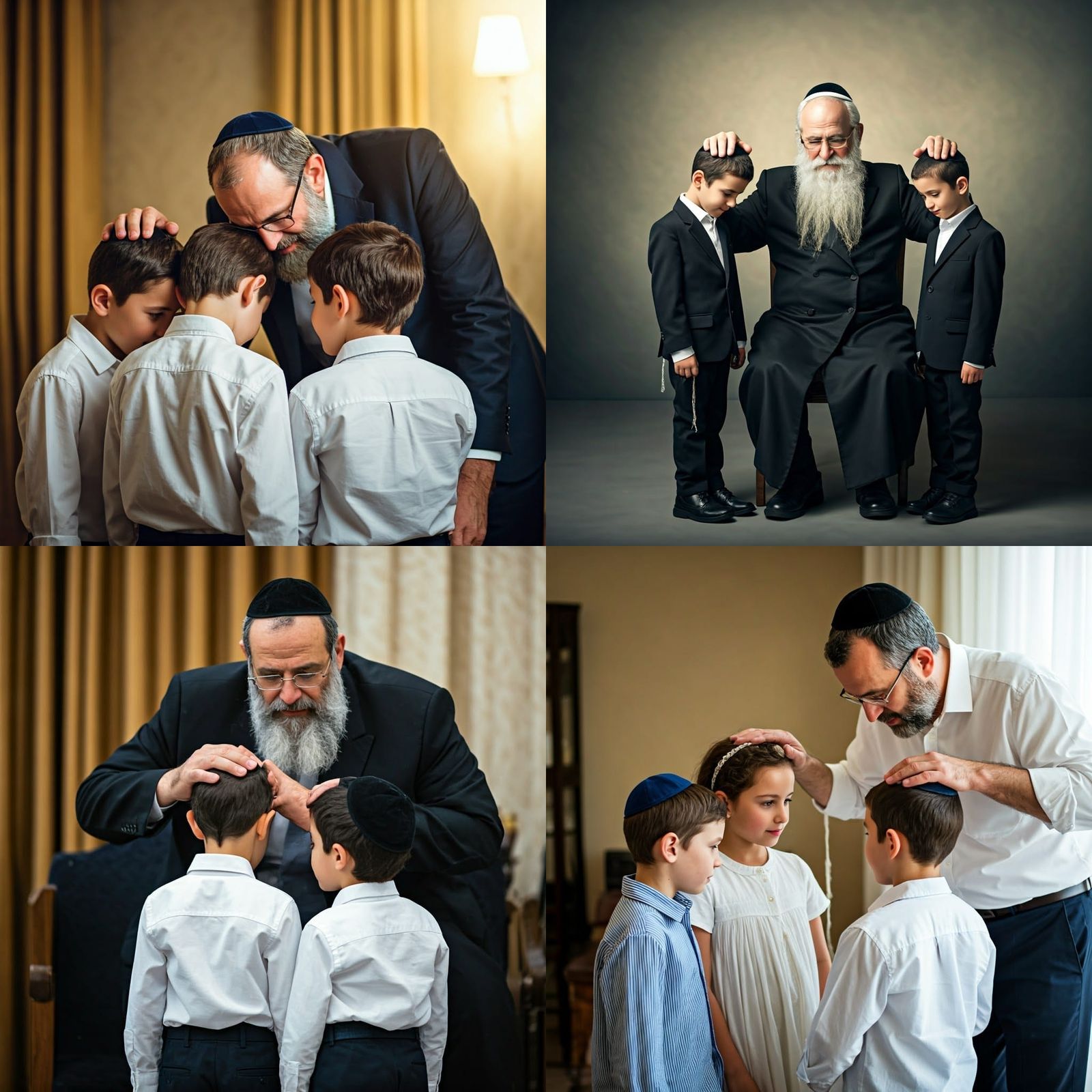 Orthodox Father Blesses Young Boys with Hands on Their Heads