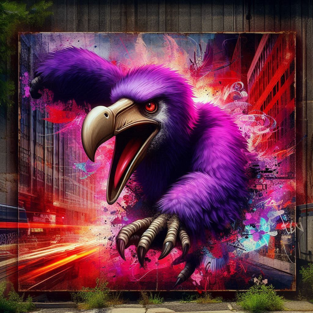 Purple Dodo bird "The Attack"