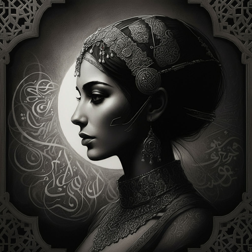 Charcoal silhouette portrait inspired by 'One Thousand and O...