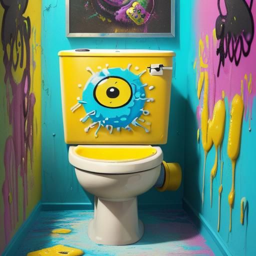 SpongeBob and poop I the living room toilet