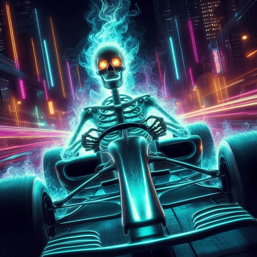 Skeleton F1 race driver