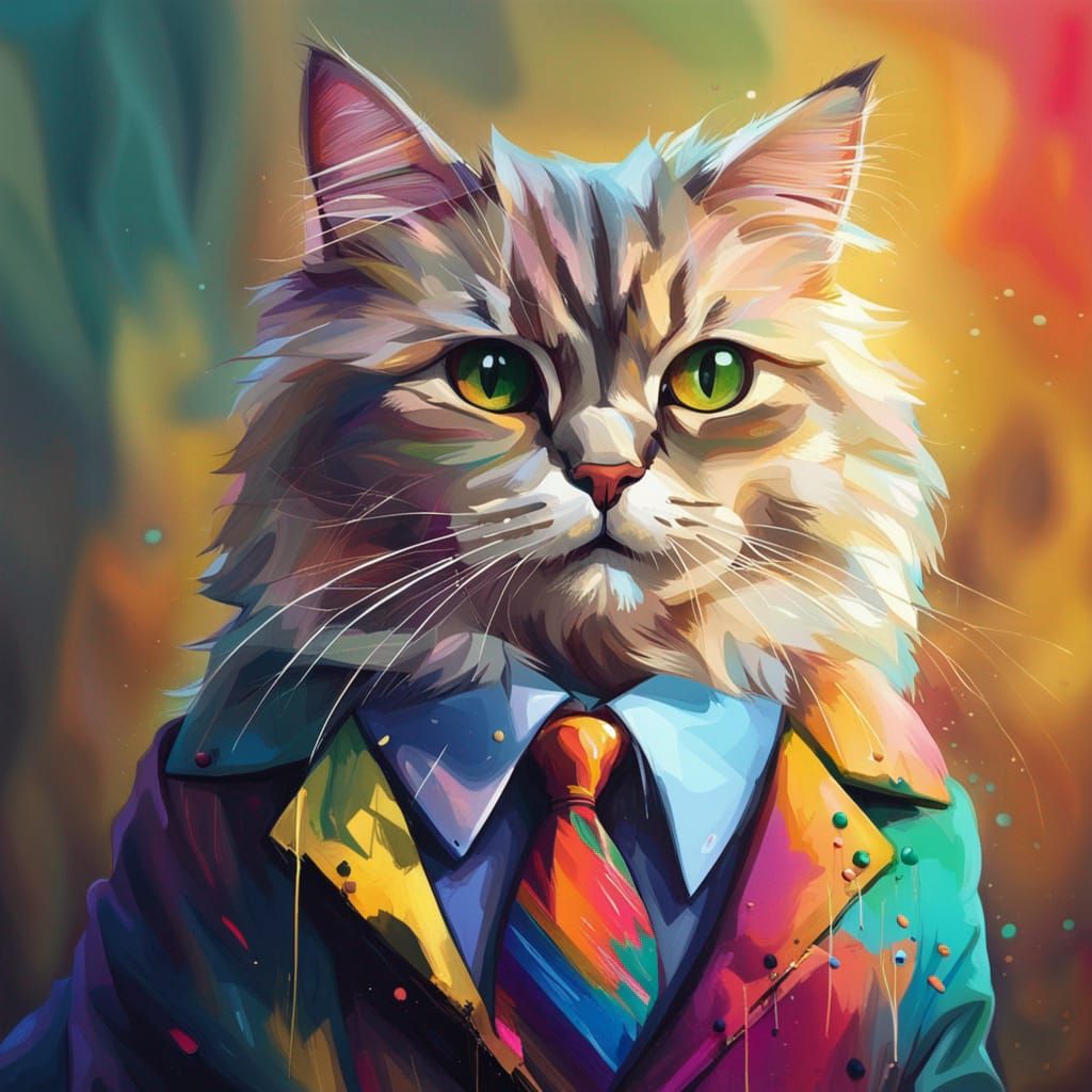 Cute Cat Wearing Coat and Bowtie Graphic by vatemplatecards