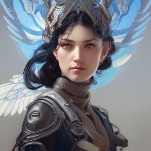 beautiful battlefield angel with black hair blue eyes