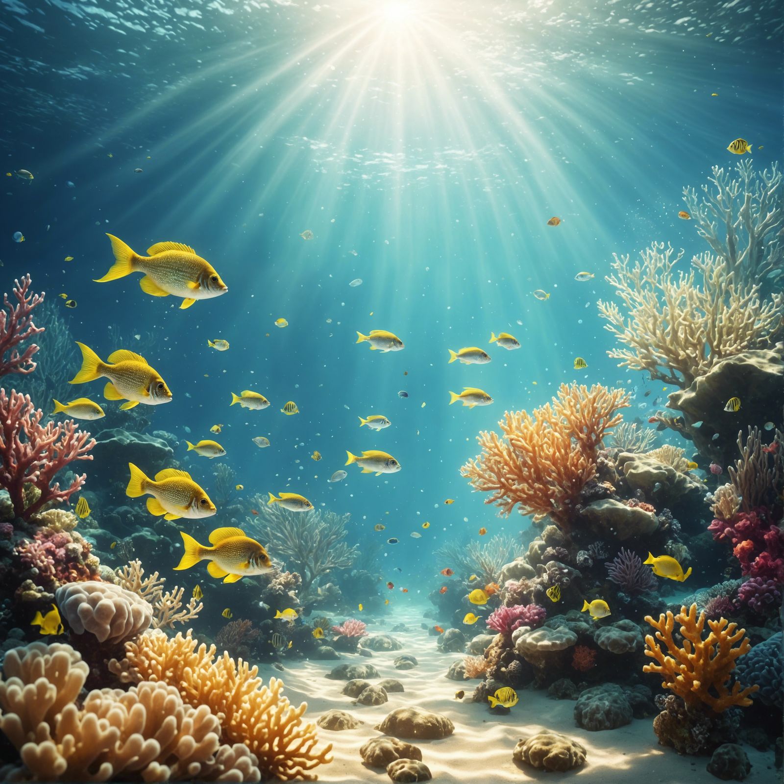 "a shimmering sparkling underwater world in which glittering...