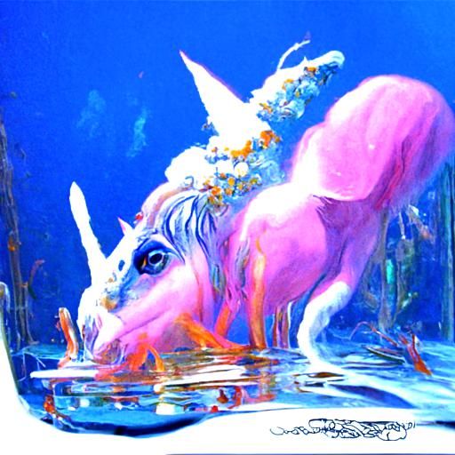 Unicorn in a crystal pond