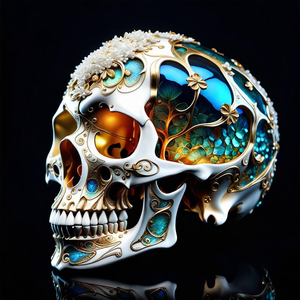 Gilded Bone Skull in a Fantasycore Style