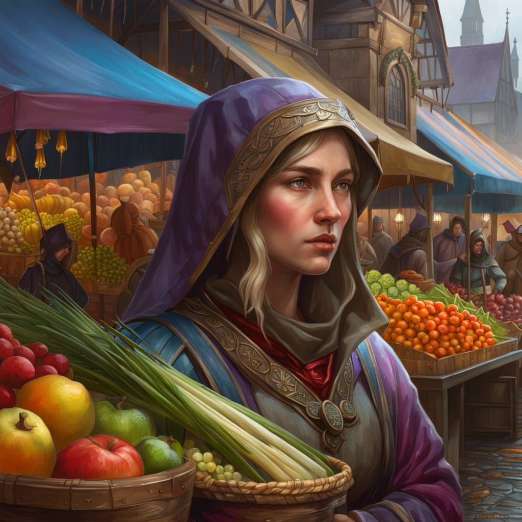Woman at Medieval market  by @Catherine Chittenden