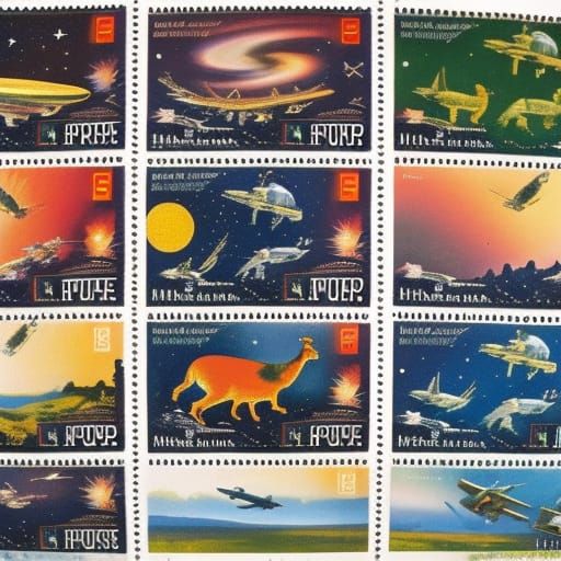 Two used postage stamps of Intergalactic Empire with flurry ...