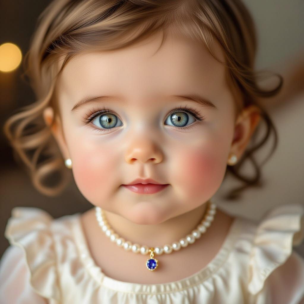 Photorealistic Portrait of Baby Girl with Jeweled Collar