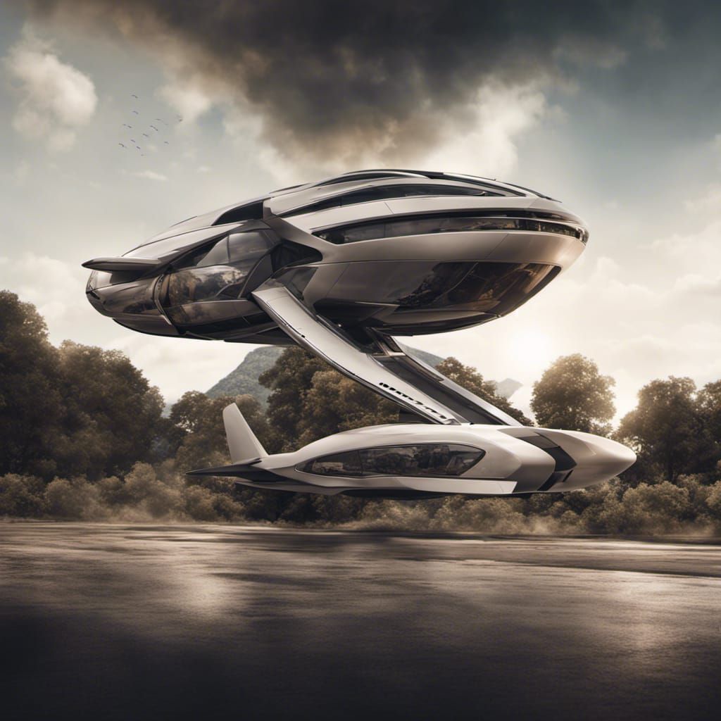 Futuristic Hover-Home Docked On Personal Aircraft