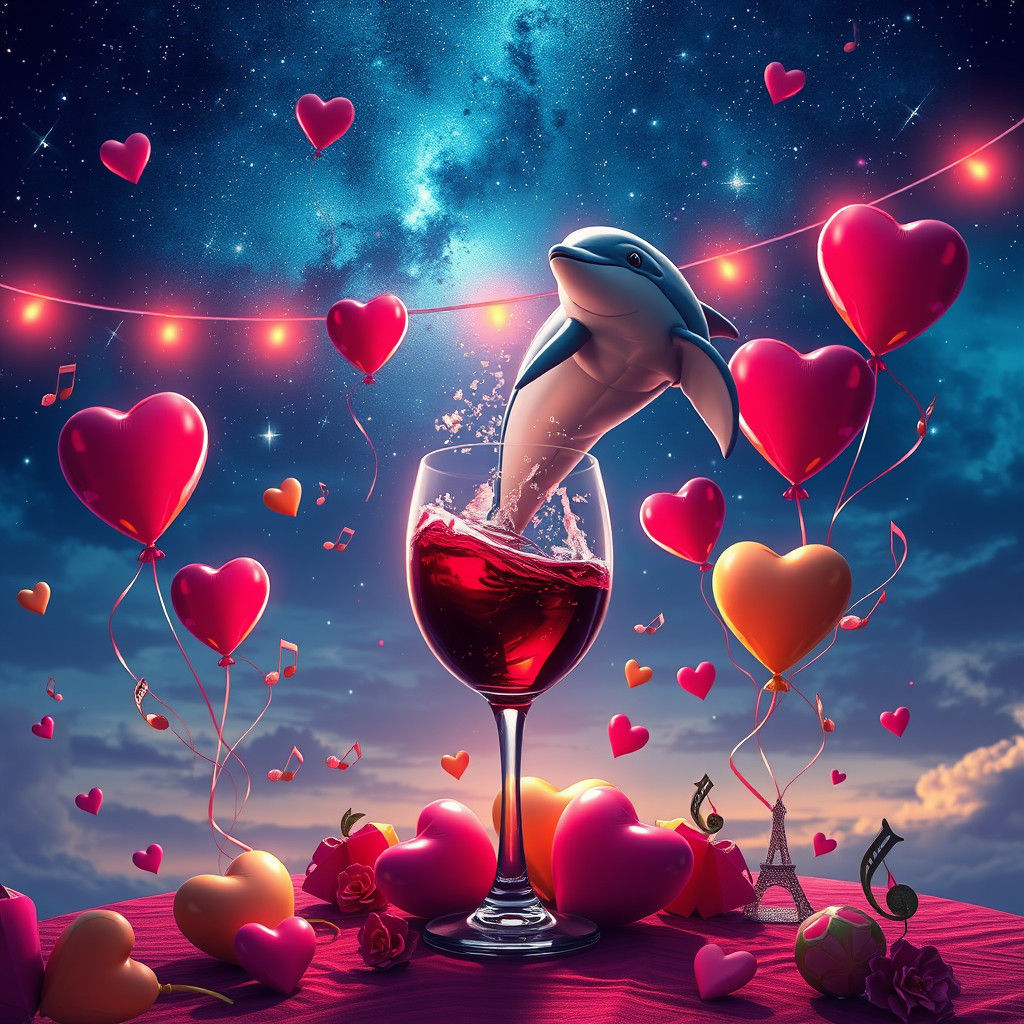 Cultural Celebration with Leaping Dolphin, Fantasy Art