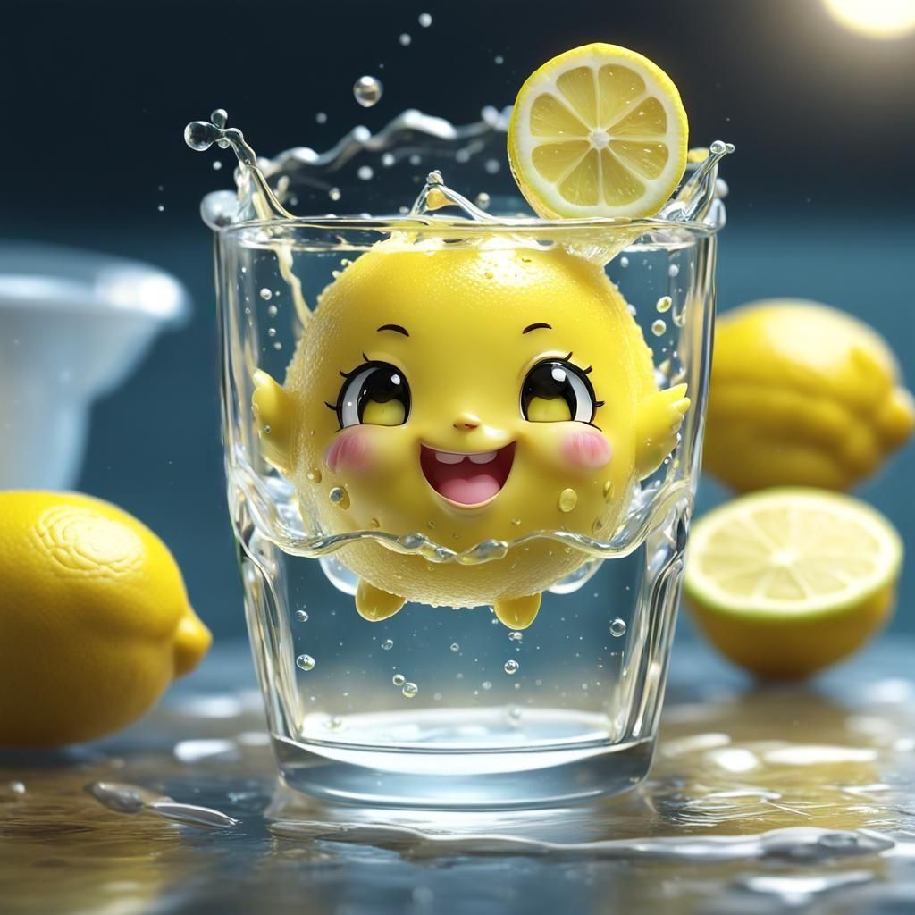 Chibi lemon takes a bath in vodka 🤣  by @Neromagenta