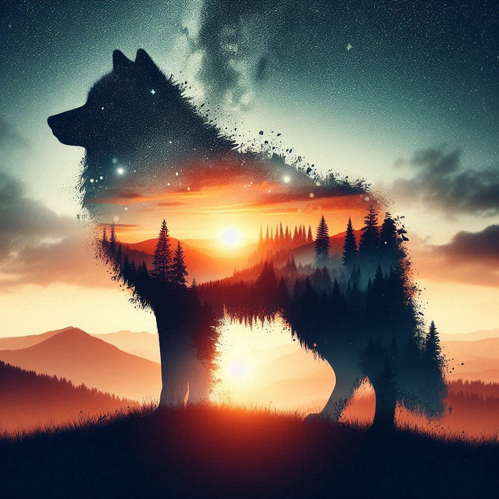 double exposure beautiful fantasy portrait landscape..