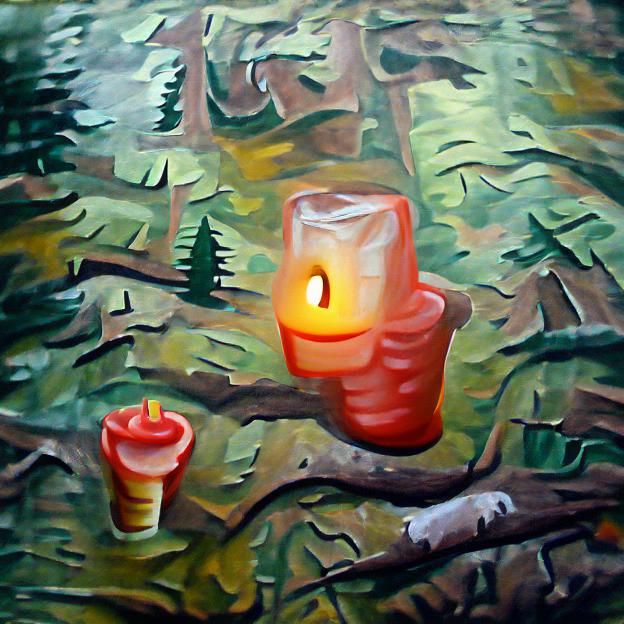 Candle in the forest oil on canvas