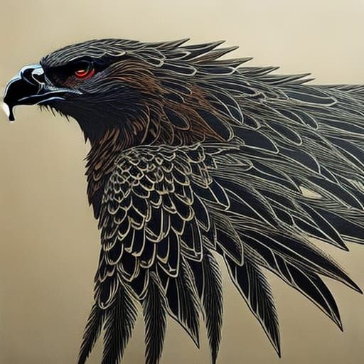 colorful sea eagle: Black ink flow: 8k resolution photoreali...