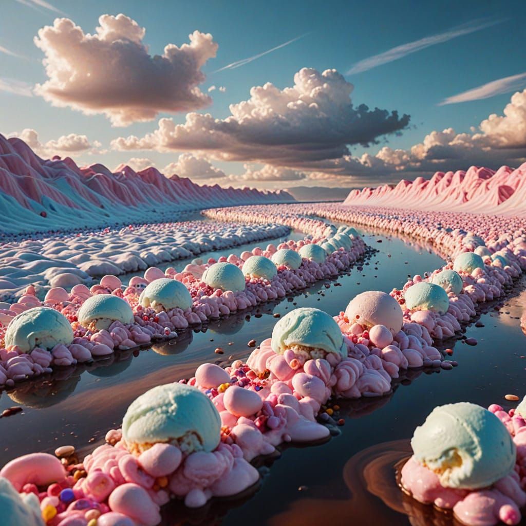An infinite landscape made of ice cream   by @JB