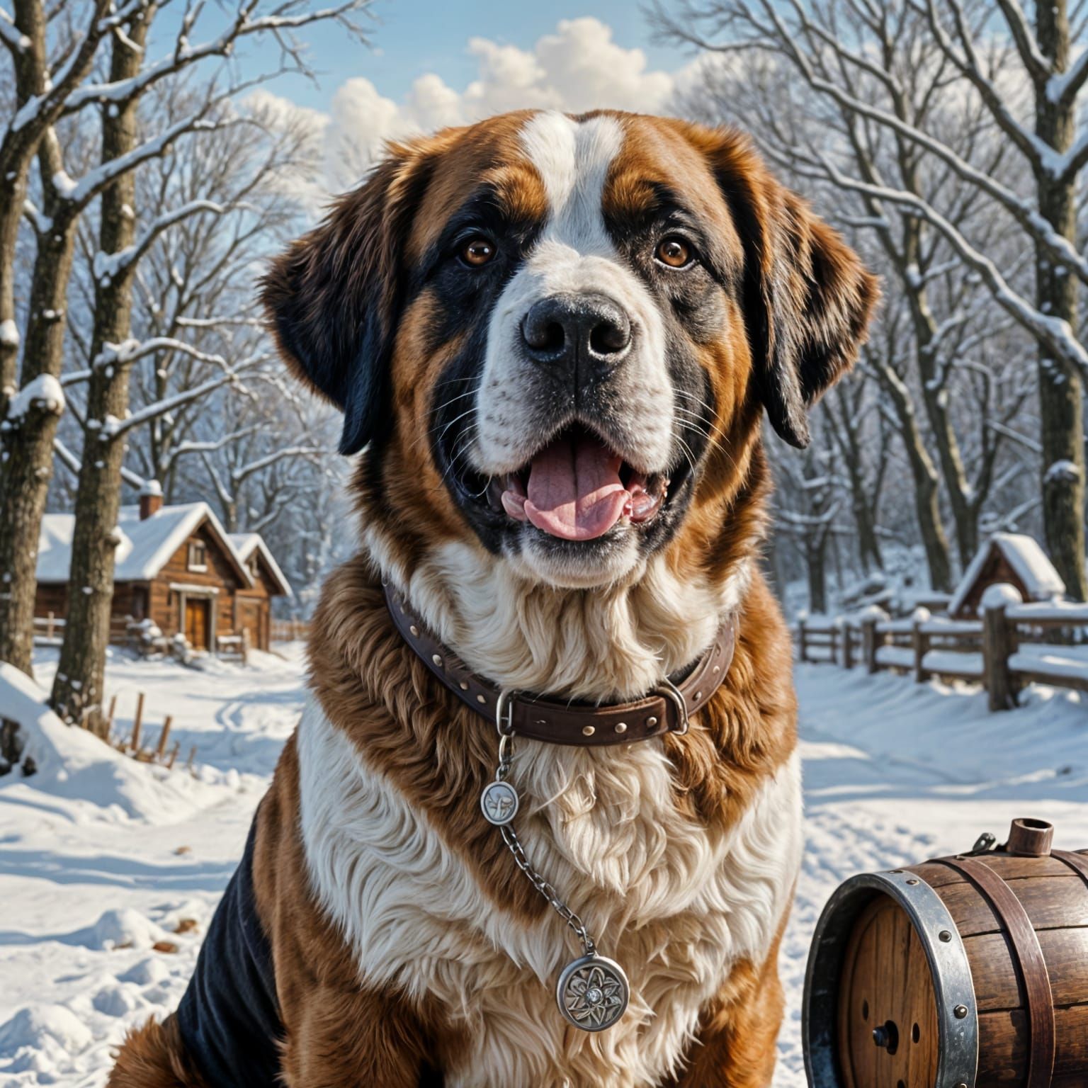 Portrait, Happy Saint Bernhard dog