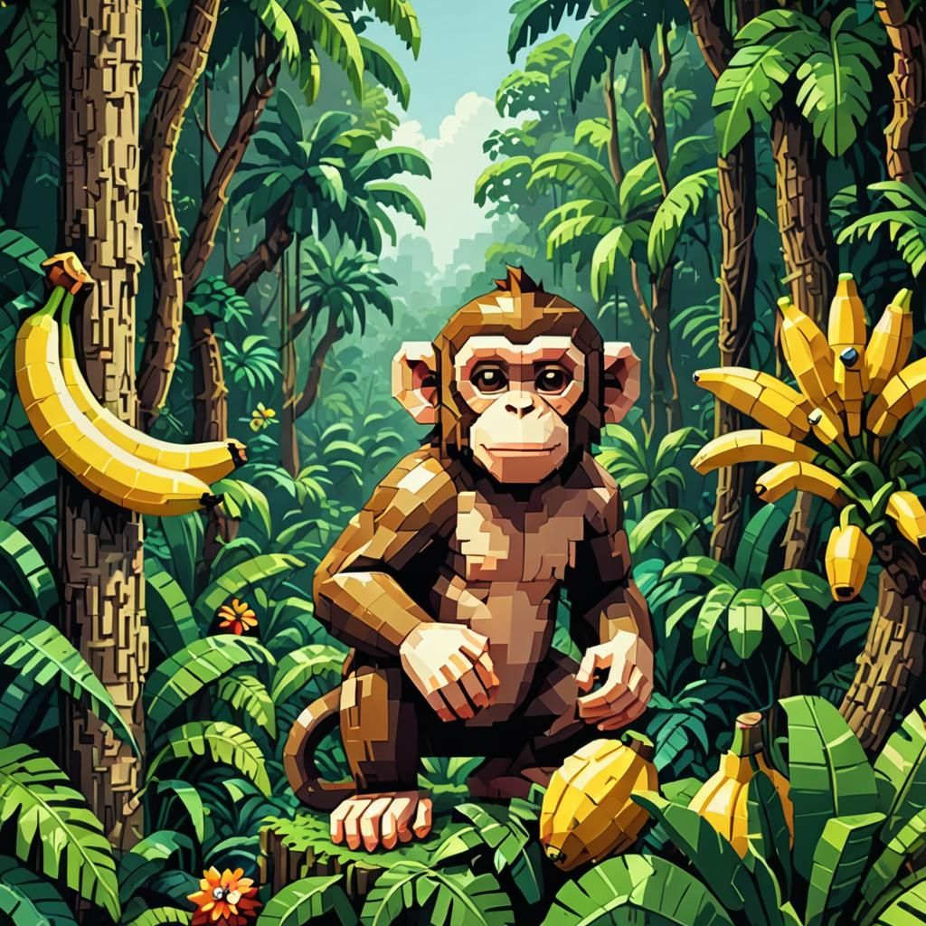3D Pixel Art Monkey   by @Sardine