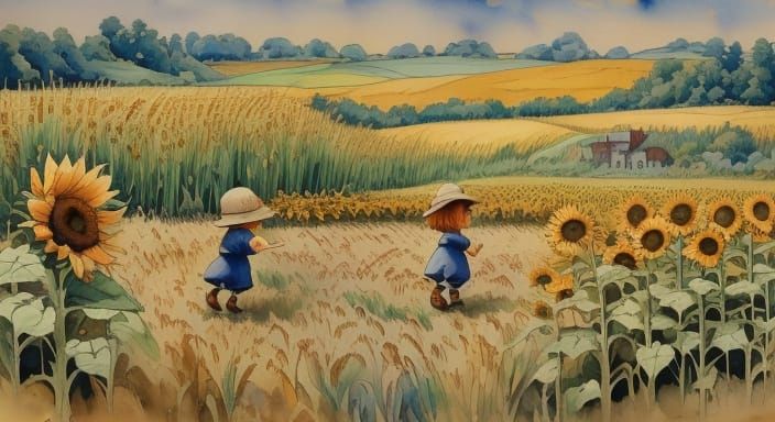 Whimsical Children's Book Illustration in Watercolor Style