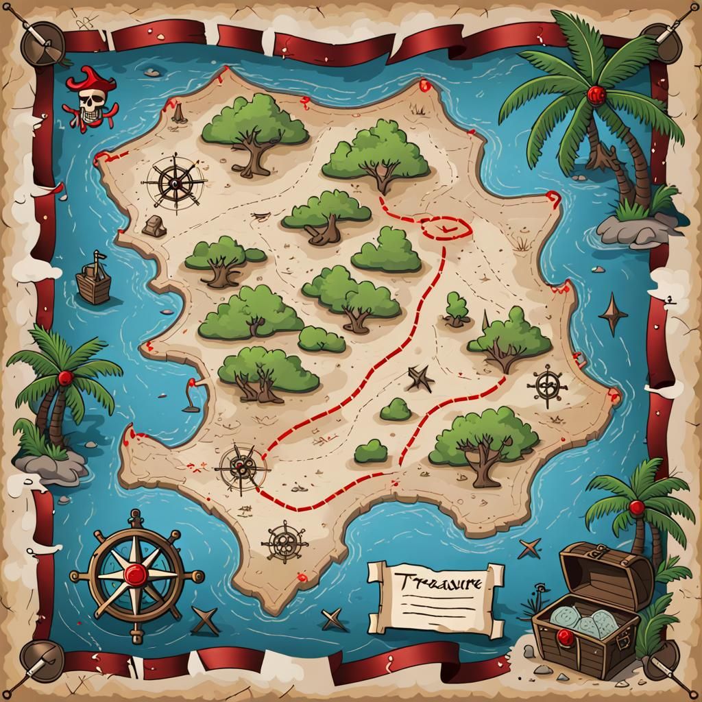 Pirate tresure map (D) - AI Generated Artwork - NightCafe Creator