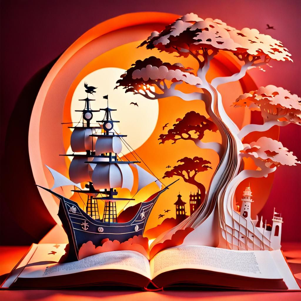 Pirate adventure book pop-up  by @Tiny Pearl Cat